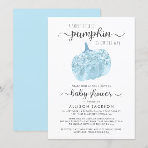 Invitación Conducción por el Purpurina azul calabaza Baby Sho