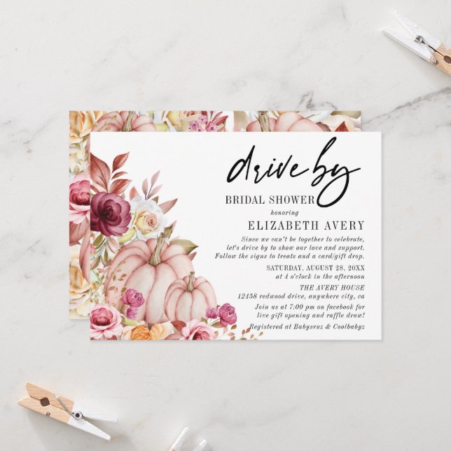 Invitación Conducción por la ducha de novia de la calabaza de (Anverso/Reverso In Situ)