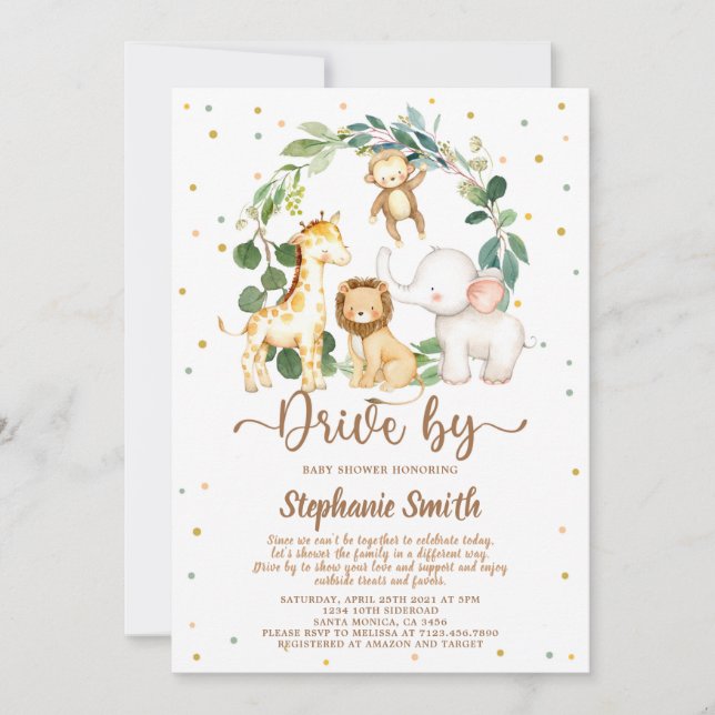 Invitación Conducción por Safari Jungle Boy Baby Shower (Anverso)