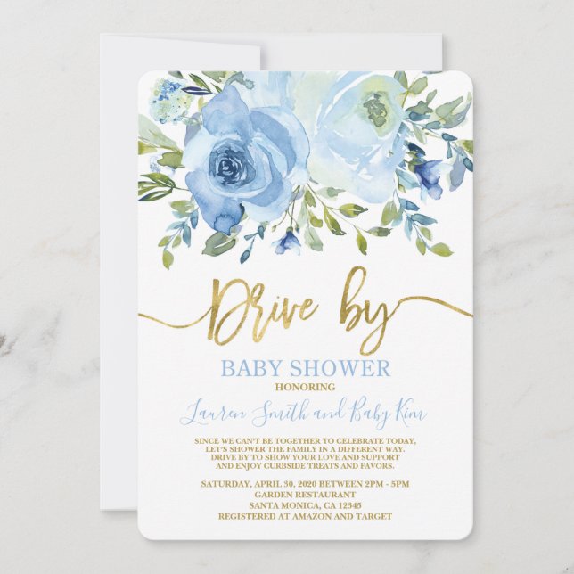 Invitación Conducción por un chico de Baby Shower (Anverso)