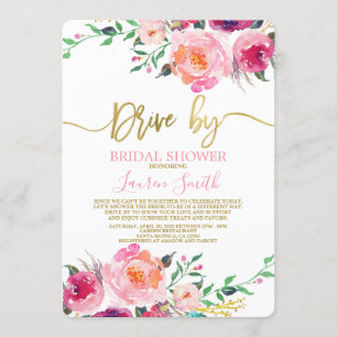 Invitación Conducción por una ducha de novia rosa caliente