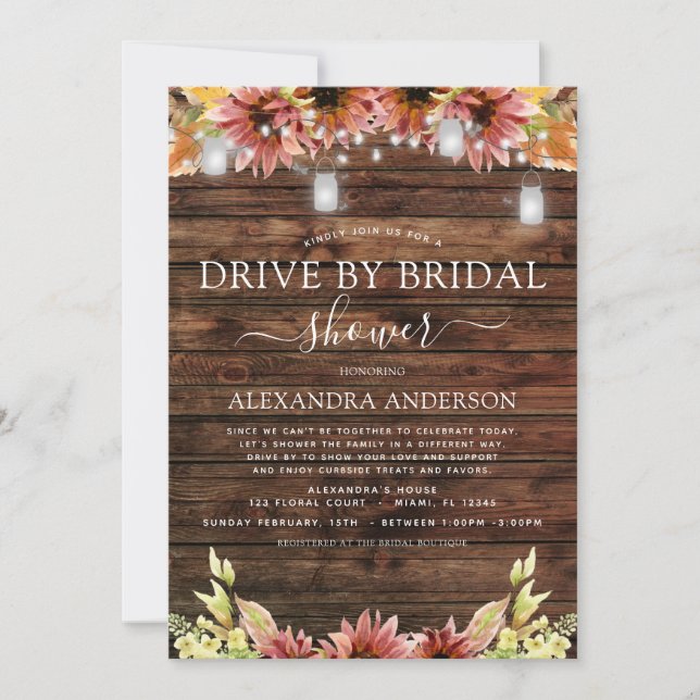 Invitación Conduce por Bridal Shower Rustic Autumflowers (Anverso)