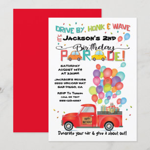 Invitación Conduce por el desfile de fiestas de Truck BIrthda