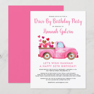 Invitación Conduce por la camioneta de cumpleaños del amor de