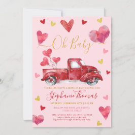 Invitación Conduce por Pink Valentine Baby Shower con corazon