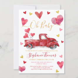 Invitación Conduce por Valentine Baby Shower con corazones