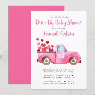 Invitación Conducido por Baby Shower Truckload of Hearts and