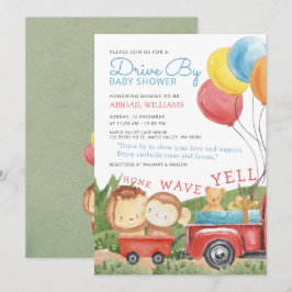 Invitación Conducido por Woodland Animals Truck Baby Shower