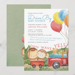 Invitación Conducido por Woodland Animals Truck Baby Shower