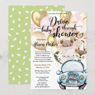 Invitación Conducir a través de Baby Shower Amigos Safari m