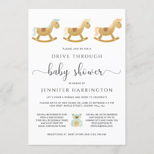 Invitación Conducir a través de Baby Shower  Caballo de Rocas