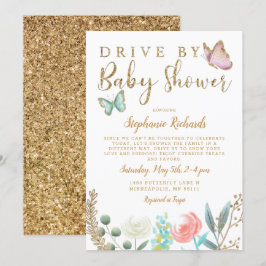 Invitación Conducir por Butterfly Gold Baby Shower