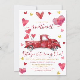 Invitación Conducir por cumpleaños de Valentine Hearts