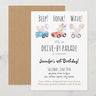 Invitación Conducir por el desfile de cumpleaños