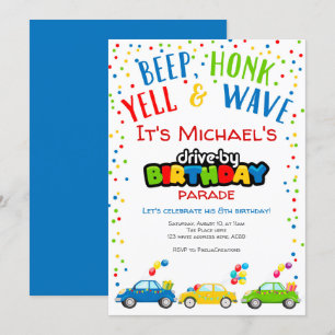 Invitación Conducir por el desfile de cumpleaños, cumpleaños