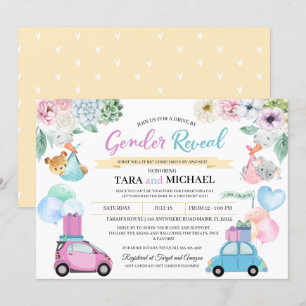 Invitación Conducir por el género del bebé revela la invitaci