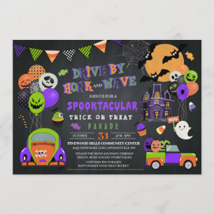 Invitación Conducir por un desfile de trucos o trajes de Hall