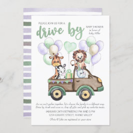 Invitación Conducto por Safari Truck y Cute Animals Baby Show