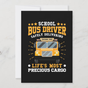 Invitación Conductor de Autobús Escolar Entregando con Seguri