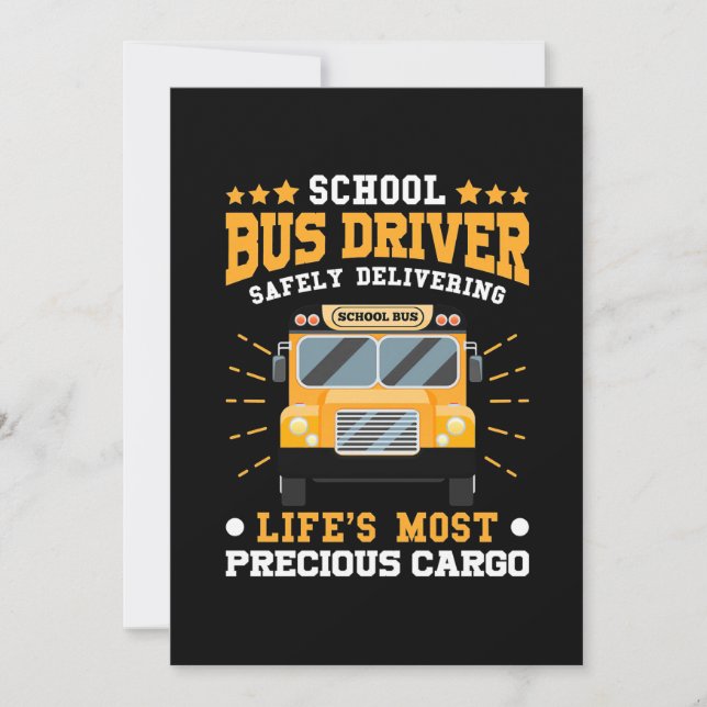 Invitación Conductor de Autobús Escolar Entregando con Seguri (Anverso)