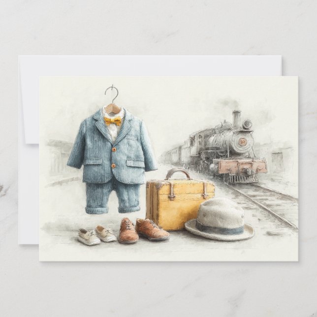 Invitación Conductor de tren de bebé cumpleaños 1 (Anverso)
