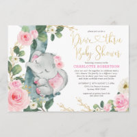 Conduzca a través de Baby Shower Chica de elefante