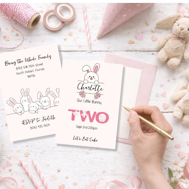Invitación Conejita Rosa Linda Cumple su Segundo Cumpleaños (Subido por el creador)