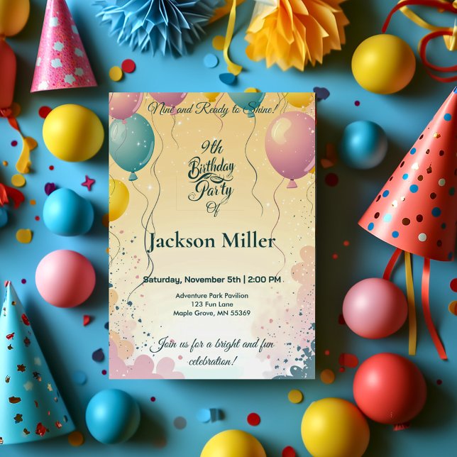 Invitación Conejito Adorable con Globo Cumpleaños Personaliza (Subido por el creador)