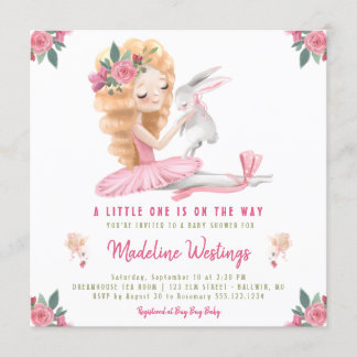 Invitación Conejito Baby Shower de la bailarina