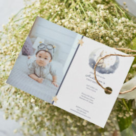Invitación Conejito bebé lindo en la luna cumpleaños niño