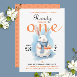 Invitación Conejito Blanco Pastel Adorable es una Acuarela de