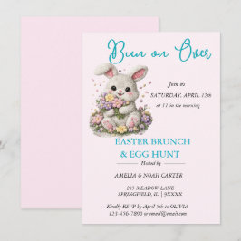 Invitación Conejito bordado desayuno y búsqueda de Pascua