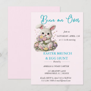 Invitación Conejito bordado desayuno y búsqueda de Pascua