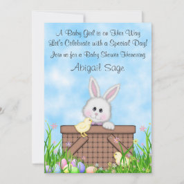 Invitación Conejito, chicles, Baby Shower, Chica de Huevos de