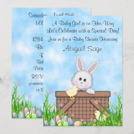 Invitación Conejito, chicles, Baby Shower, Chica de Huevos de