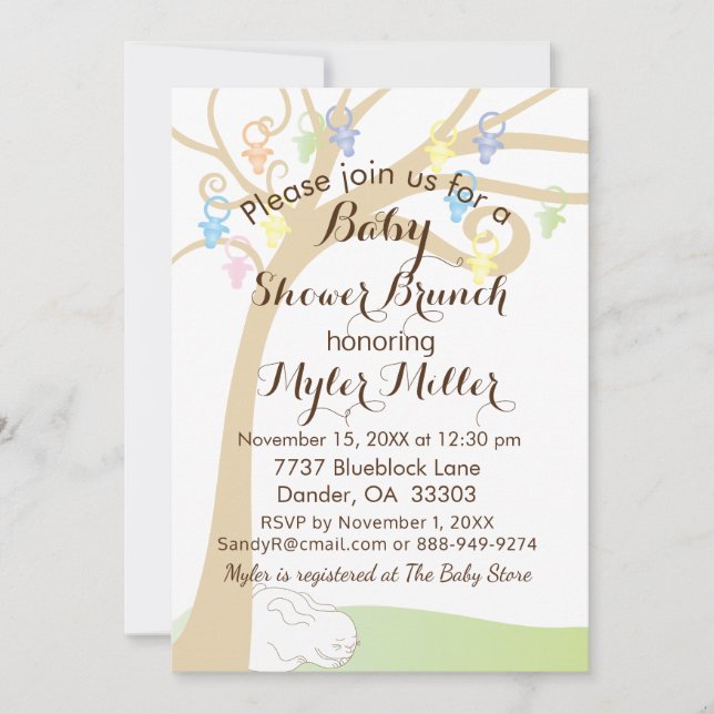 Invitación conejito de Baby Shower (Anverso)