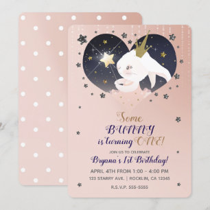 Invitación Conejito de Estrellita Brillante Cumpleaños de Mel