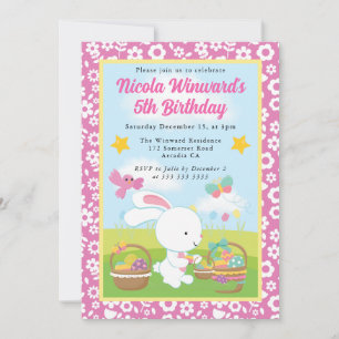 Invitación Conejito de Pascua adorable cumpleaños de primaver