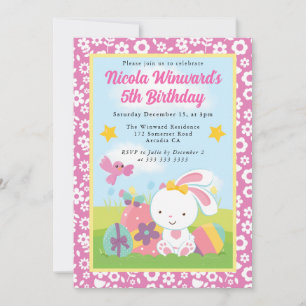 Invitación Conejito de Pascua adorable cumpleaños de primaver
