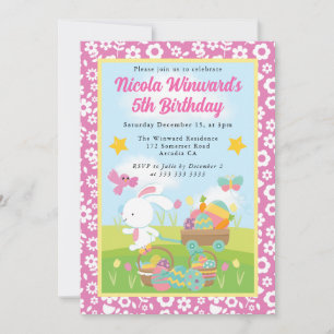 Invitación Conejito de Pascua adorable cumpleaños de primaver