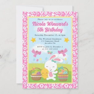 Invitación Conejito de Pascua adorable y pollito Cumpleaños d