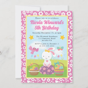 Invitación Conejito de Pascua Cumpleaños Infantil Primavera
