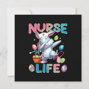Invitación Conejito de Pascua de enfermera linda vida Dabbing