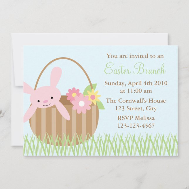 Invitación Conejito de pascua en una cesta (Anverso)