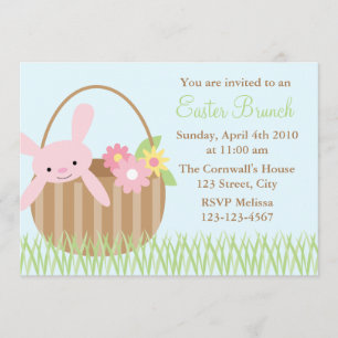 Invitación Conejito de pascua en una cesta