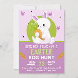 Invitación Conejito de Pascua lindo con fiesta de cumpleaños 