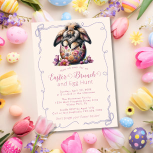 Invitación Conejito de Pascua Lindo Suave Marrón Brunch de Pa