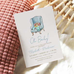 Invitación Conejito Leyendo Un Libro Historieta Shower de Be