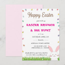 Invitación Conejito lindo BRUNCH & CAZA de Pascua