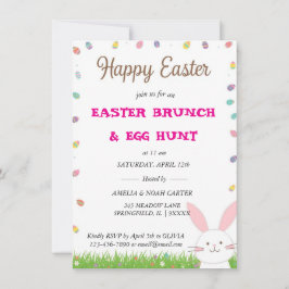 Invitación Conejito lindo BRUNCH & CAZA de Pascua